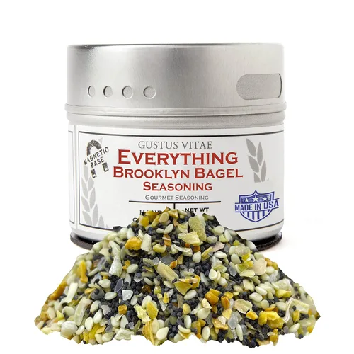 Everything Bagel Seasoning | Mezcla de especias gourmet | Condimento artesanal | Sin OMG, fabricado en Estados Unidos | 1.9 oz | Todo natural | Lote