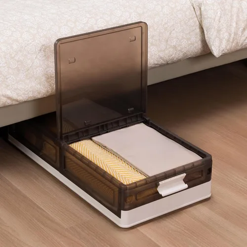Miniatura 7 de Contenedores de almacenamiento de plástico para debajo de la cama, 58 cuartos de galón / 14.5 galones con tapa y 8 ruedas enrollables, plegables