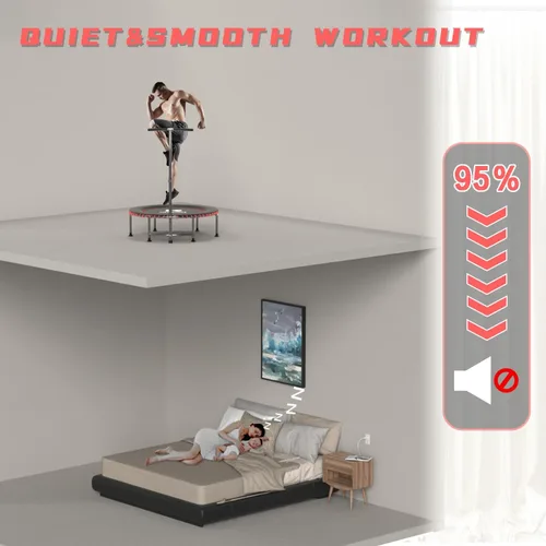 Miniatura 4 de K KENSONE Trampolín rebotador de bajo impacto de 40/48 pulgadas para adultos con bungee, 450/550 libras, mini trampolín de ejercicio silencioso