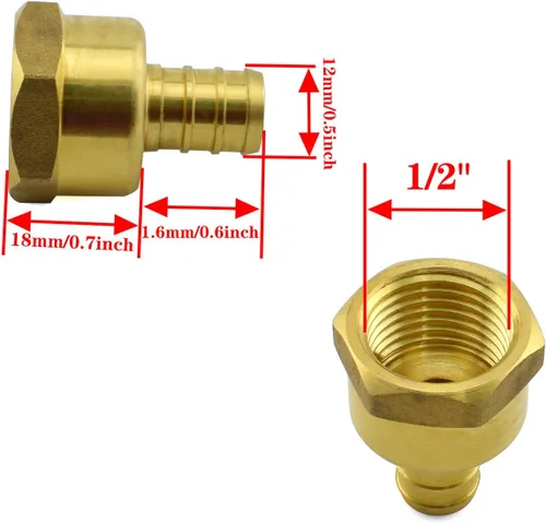Miniatura 7 de SDTC Tech Adaptador de acoplamiento recto de tubo de rosca hembra de 1/2 pulgada PEX a 1/2 pulgada NPT de latón sin plomo