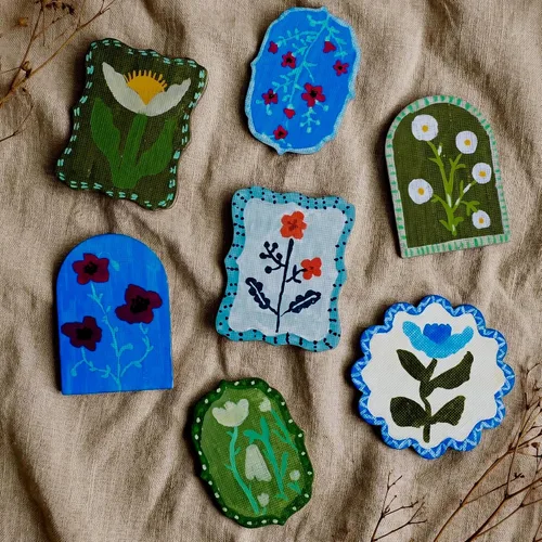Miniatura 6 de AUREUO Mini tableros de lienzo magnéticos para pintura de Navidad, 3 pulgadas, paquete de 12 unidades, cuadrados, hexagonales, círculos, estrellas