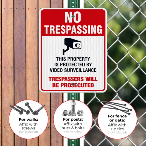 Miniatura 4 de Señal de videovigilancia No Trespassing, cámara de seguridad CCTV, 24 x 30 pulgadas, 3M EGP reflectante aluminio .080, resistente a la decoloración
