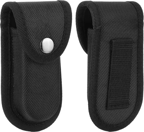 Miniatura 7 de 2 piezas de funda de nylon para navaja de bolsillo, funda de cuchillo plegable con cierre de presión y asa para cinturón, estuche para cuchillo