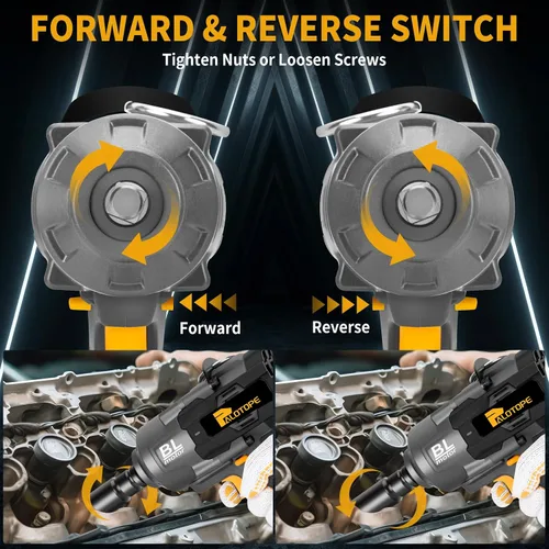 Miniatura 6 de Pistola de impacto inalámbrica de 1/2 pulgada 1623FT-LBS compatible con batería DeWalt, llave eléctrica sin escobillas de 2200 Nm con luz LED