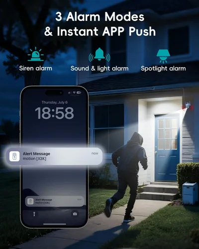 Miniatura 6 de ZUMIMALL Cámaras de seguridad solar 2K inalámbricas para exteriores, cámara PTZ de 360° para seguridad del hogar con visión nocturna a