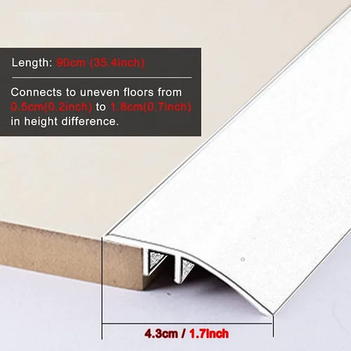 Miniatura 4 de Tira de umbral de transición suave para piso/alfombra/puertas, borde de aluminio metálico para transiciones de umbral con una altura inferior a 0.6
