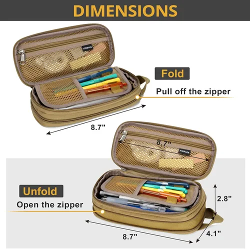 Miniatura 4 de ATRIPACK Estuche para lápices de gran capacidad, gran almacenamiento, táctica, pequeña bolsa de herramientas, estuche para rotuladores, bolsa