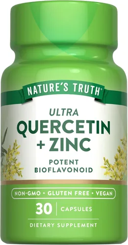 Nature's Truth Quercetina con zinc | 30 cápsulas | Suplemento vegano, sin OMG y sin gluten | Bioflavonoide potente