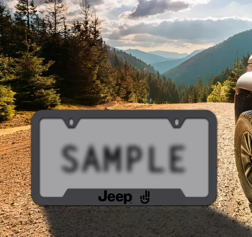 Miniatura 2 de Marco para matrícula de Jeep Wave, cantidad 1 incluida (metal negro)