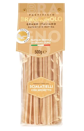 Pastificio Bragagnolo, Scialatielli con Archetto 891 Dibujado en bronce, 100% pasta italiana, hecha con harina de sémola de trigo duro, sin OMG (1