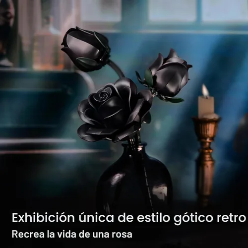 Miniatura 6 de iATOM Juego de construcción de flores de rosas negras, paquete de 3, regalo para el día de la madre, ella, novia, esposa, pareja, gótico, emo