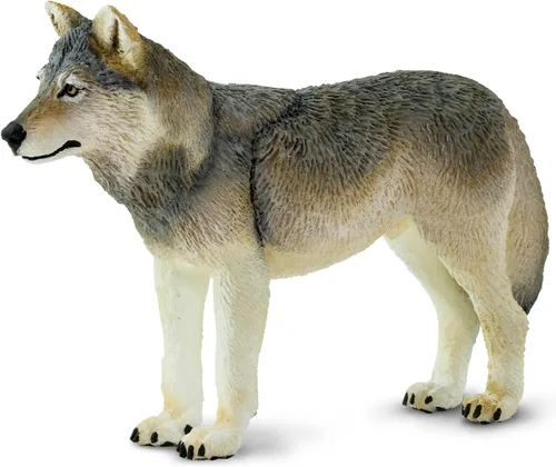 Safari Ltd. Figura de lobo gris, figura realista de lobo de plástico de 4 pulgadas, juguete educativo para niños, niñas y niños a partir de 3 años