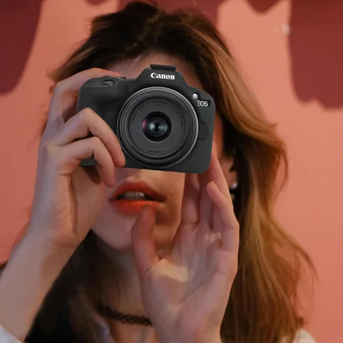 Miniatura 7 de Canboc Funda de silicona para cámara Canon EOS R50 sin espejo, R50 funda protectora de silicona suave, color negro (solo funda)
