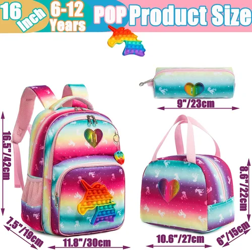 Miniatura 2 de Mochila para niñas primarias preescolares lonchera para la escuela Bolsa de unicornio