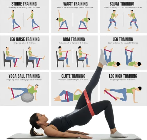Miniatura 4 de Neart Juego de 5 bandas de resistencia de tela para piernas y glúteos, bandas de entrenamiento antideslizantes para el hogar, equipo de fitness