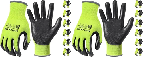 Miniatura 34 de MANUSAGE Guantes de trabajo de nitrilo, ajuste elástico cómodo 3D, agarre potente, pantalla táctil, revestimiento de espuma duradera, flexibles