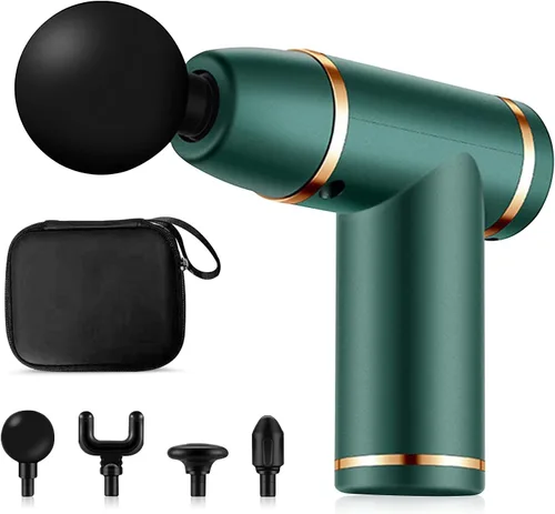 Miniatura 14 de Ergocar Potente pistola de masaje muscular tejido profundo, 6 velocidades masajeador de cuerpo eléctrico de mano con 4 cabezas súper silencioso Negro