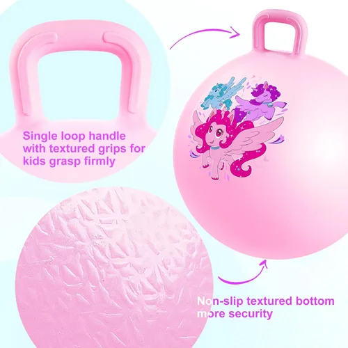 Miniatura 3 de ZOOJOY 6 pelotas saltarinas para niños de 3 a 8 años, pelota hinchable de 18 pulgadas de dinosaurio y unicornio con asas, juguetes saltarines