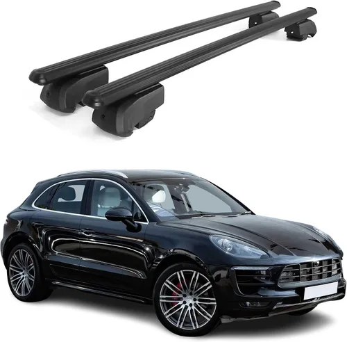 OMAC Portaequipajes con cerradura para Porsche Macan 2015-2025, color negro, antirrobo, para viajes, kayak, canoa, surf, esquí, snowboard, camping
