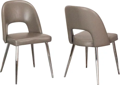 Miniatura 8 de Sunset Trading Mia - Silla de comedor de piel sintética Patas cónicas plateadas de cromo pulido Asiento acolchado negro con respaldo abierto