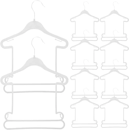 Miniatura 10 de CHILDWEET Perchas para pantalones, 10 piezas, colgador de trajes, juego de bebé, ropa para niños, ropa de plástico para niños pequeños para armario