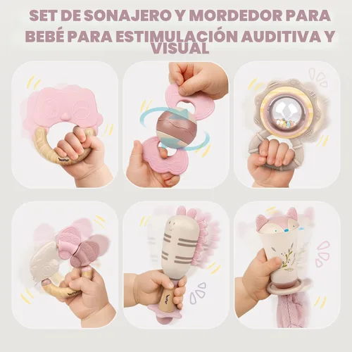 Miniatura 6 de Juguetes para bebés 0-6 meses, sonajeros para bebés, juguetes de dentición 3-6 meses, juguetes para bebés 6-12 meses, 10 piezas de sonajeros