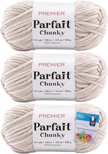 Miniatura 32 de Premier Yarns Parfait - Paquete de 3 unidades de felpilla gruesa de 3.5 onzas, peso supervoluminoso, paquete de 3 unidades con soportes para puntada