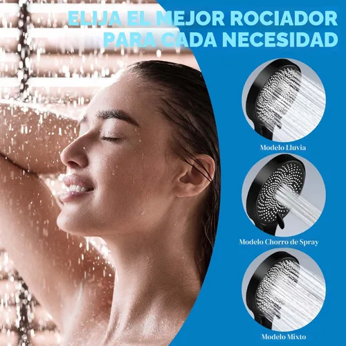 Miniatura 6 de Cabezal de ducha, cabezal de ducha de lluvia de 8" con combo de rociador de mano y brazo de extensión ajustable/regulador de flujo de 3 vías/sistema