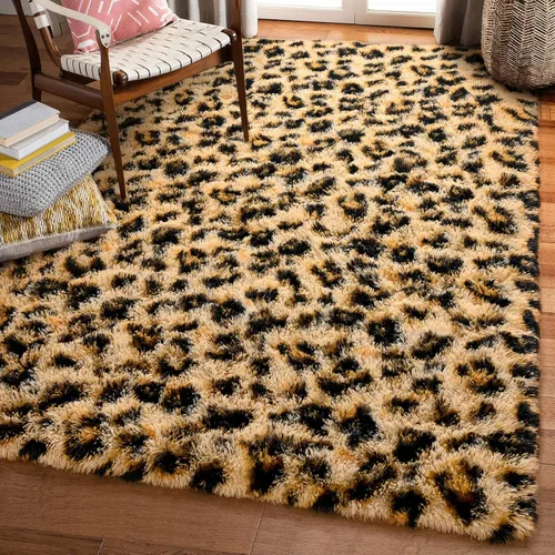Miniatura 16 de Amearea Soft Small Leopard Rugs for Bedroom, 2x4 Feet Fluffy Black and White Runner Rugs, Comfy Cheetah Print Throw Rug Faux Fur Animal Print Rug