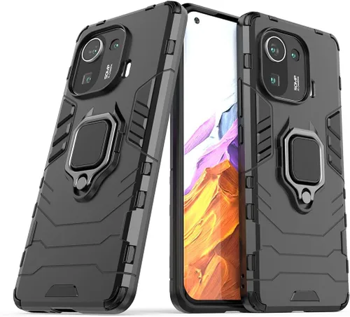 Compatible con funda Xiaomi Mi 11 Pro, soporte de agarre de anillo de metal, a prueba de golpes (funciona con soporte magnético para automóvil),