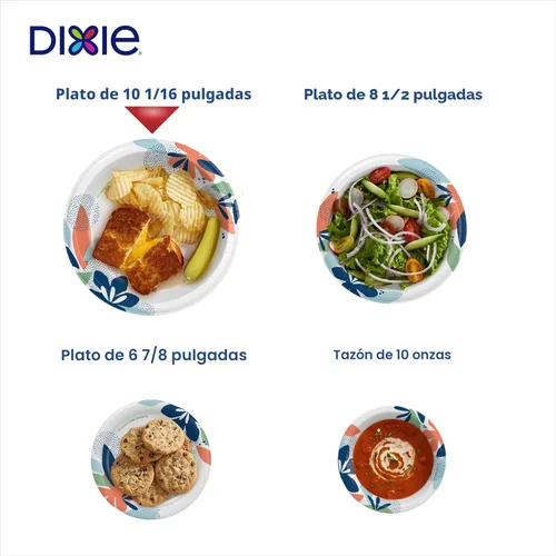 Miniatura 7 de Dixie Platos de papel grandes, 10 pulgadas, 54 unidades, 2 veces más fuertes, aptos para microondas, a prueba de remojos, resistentes a cortes