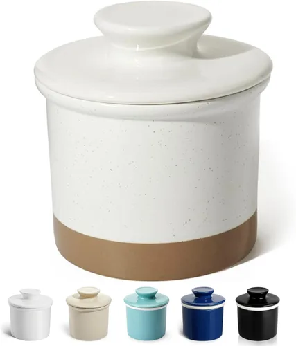 Miniatura 11 de Sweese Plato de mantequilla francés con tapa - Recipiente para mantequilla para mostrador con línea de agua para mantequilla untable - No más
