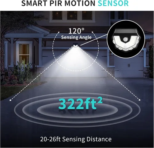 Miniatura 3 de Upgraded 2-in-1 Solar Outdoor Lights with Motion Sensor, Solar Wall Light & Security Lighting, PIR Motion Detection, IP64 Waterproof, Auto On/Off