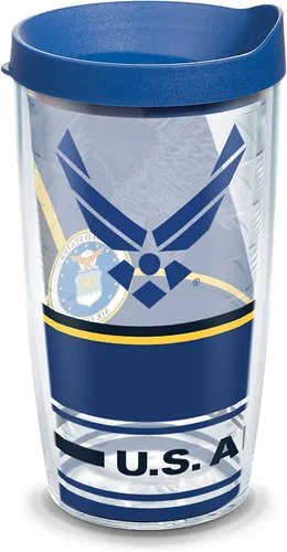 Tervis Vaso aislado de doble pared Air Force Forever Proud fabricado en Estados Unidos mantiene las bebidas frías y calientes, 16 onzas, clásico