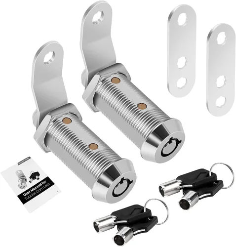 Miniatura 36 de Paquete de 2 cerraduras de caja de herramientas con llaves, cerradura de leva para gabinete de 5/8 pulgadas con llave maestra, cerradura de repuesto