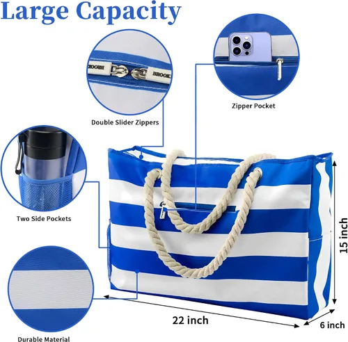 Miniatura 2 de Binggemen Bolsa grande impermeable multiusos para piscina, picnic, playa, compras, Bolsa grande impermeable multiusos para piscina, picnic, playa