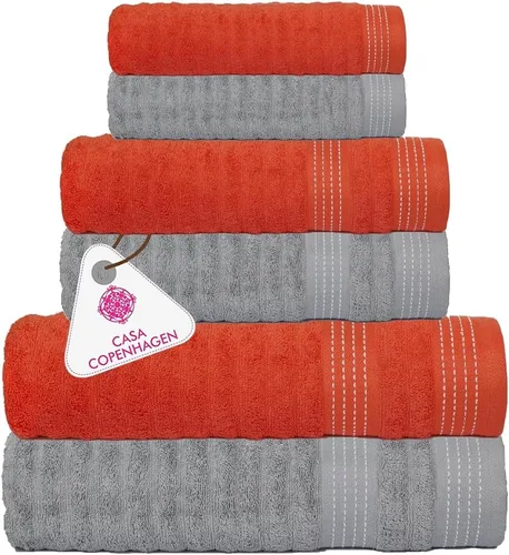 Miniatura 29 de CASA COPENHAGEN Solitaire Juego de 6 toallas - Negro, 600 GSM 2 toallas de baño 2 toallas de mano 2 toallitas, diseñadas en Dinamarca, hechas