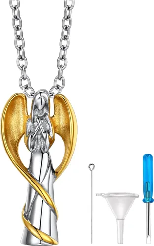 Miniatura 35 de Richsteel Collares de urna para cenizas para mujeres y hombres, collar con colgante de cremación para cenizas, joyería conmemorativa de acero