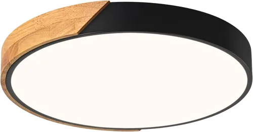 Miniatura 16 de Moderna lámpara de techo de madera regulable, LED minimalista 5CCT 2700K-6000K, lámpara de techo empotrada, lámpara de iluminación redonda para Negro
