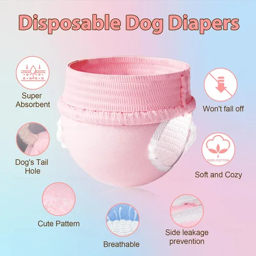Miniatura 5 de Ambreview Pañales Desechables para Perras, Solo Póntelos, Pañales para Perras Hembras, Fuerte Absorción A Prueba de Fugas, para Perras en Celo