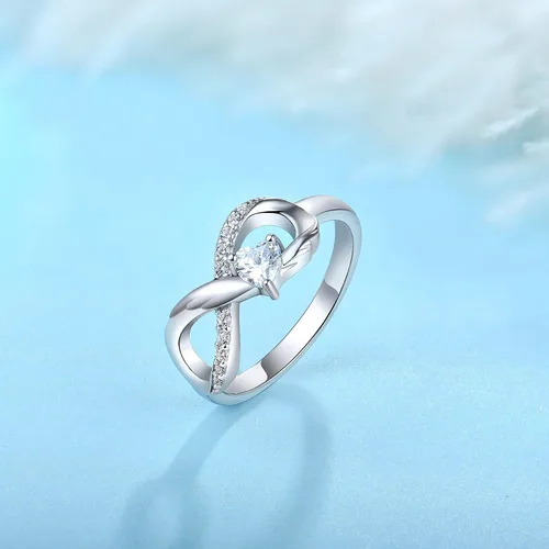 Miniatura 4 de STARCHENIE Infinity Promise - Anillo de plata de ley 925 con alas de ángel para mujer talla 5-10 Plata de ley 925 metal