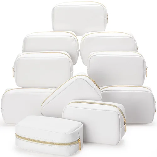 Miniatura 19 de Sweetude 10 bolsas de maquillaje a granel para mujeres, regalo preparatorio, bolsa de cosméticos de piel sintética, pequeña bolsa de aseo