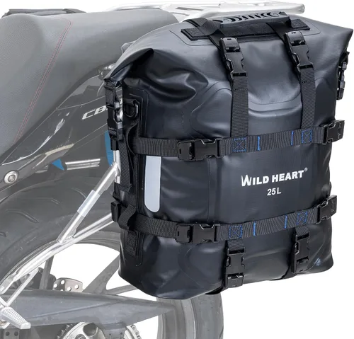 Miniatura 13 de Bolsa lateral para motocicleta WILD HEART de acero inoxidable, bolsa impermeable con suspensión, bolsas de sillín, 20L/25L, bolsa impermeable
