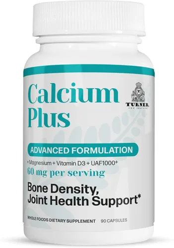 TURNER Calcium Plus, suplemento de calcio marino totalmente natural, con magnesio + vitaminas K2 y D3, apoya la densidad ósea y la salud de las