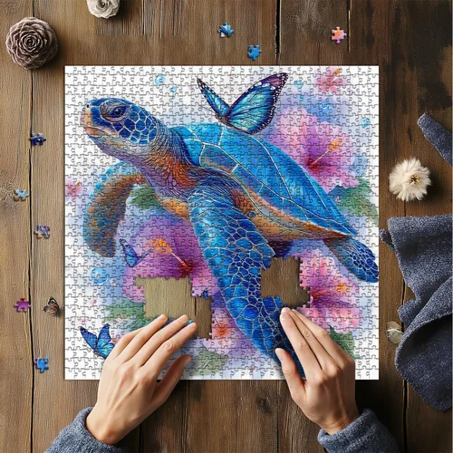 Miniatura 5 de Rompecabezas de Tortugas Marinas para Adultos 1000 Piezas, Rompecabezas de Arte Floral Animal de PICKFORU Naturaleza, Rompecabezas Únicos