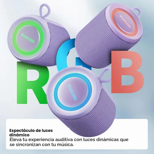 Miniatura 5 de Altavoz Bluetooth inalámbrico, IP67 impermeable y a prueba de polvo altavoz portátil con luces, sonido estéreo fuerte de 15 W, batería de 2500 mAh
