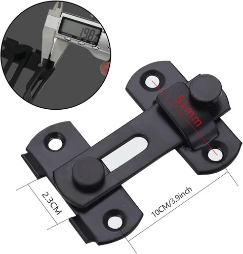 Miniatura 2 de Pestillo para puerta de granero, paquete de 4 pestillos para puerta, pequeños, negros, deslizantes, puertas deslizantes, para gabinete de vino