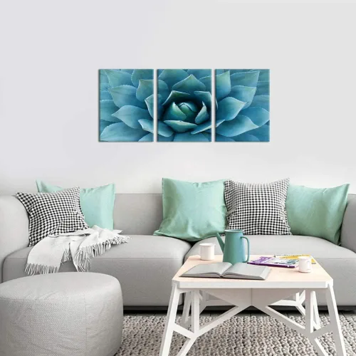Miniatura 2 de Biuteawal - Lienzo moderno para pared, pintura de agave azul, pintura de plantas, decoración de pared, turquesa y verde azulado, impresión artística