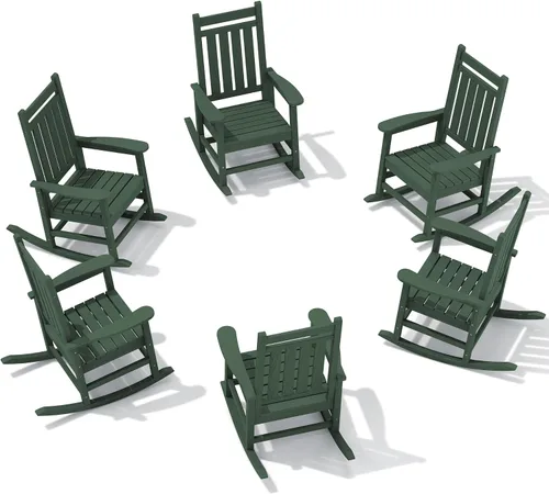 Miniatura 30 de SEWALL Mecedora de polietileno de alta densidad para adultos, mecedora de gran tamaño para exteriores, para patio, porche, Aruba
