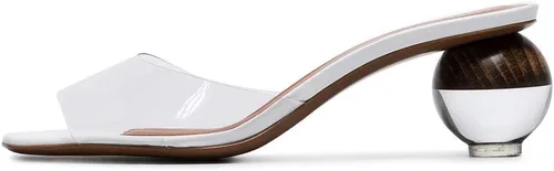Miniatura 11 de Fericzot Mule Shoes Sandalias esféricas de tacón transparente Zapatillas de punta cuadrada Slip On Bombas Slingback Zapatos de vestir de boda